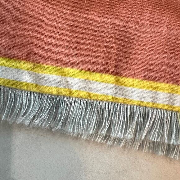 LOFT Outlet 4” Shorts Linen Blend Beach Cabana Stripe Fringe Belted Size 4 - Picture 6 of 10